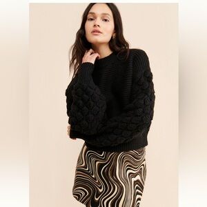 Anthropologie En Elly Black Bubble Sleeve Sweater